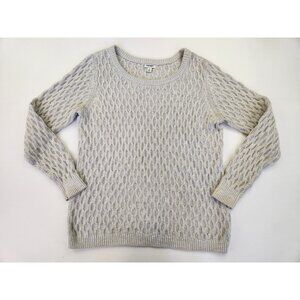 Old Navy Men's XL Woven Cable Knit Sweater Fisherman Preppy Outdoor Warm Gray